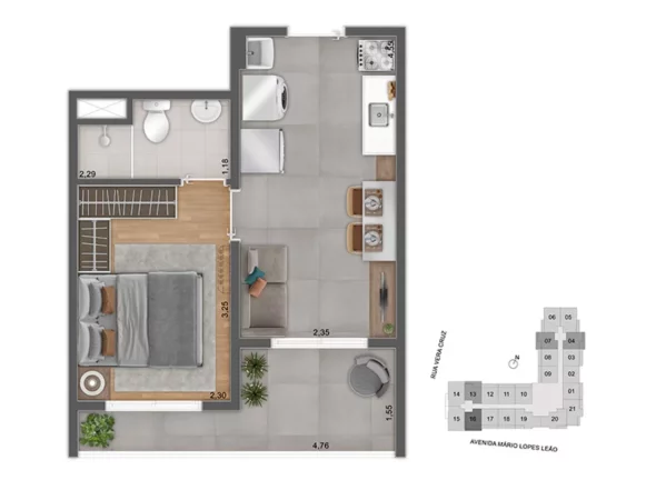 Imagem Apartamento com varanda e lazer completo a apenas 200 metros da estação Adolfo Pinheiro do Metrô.