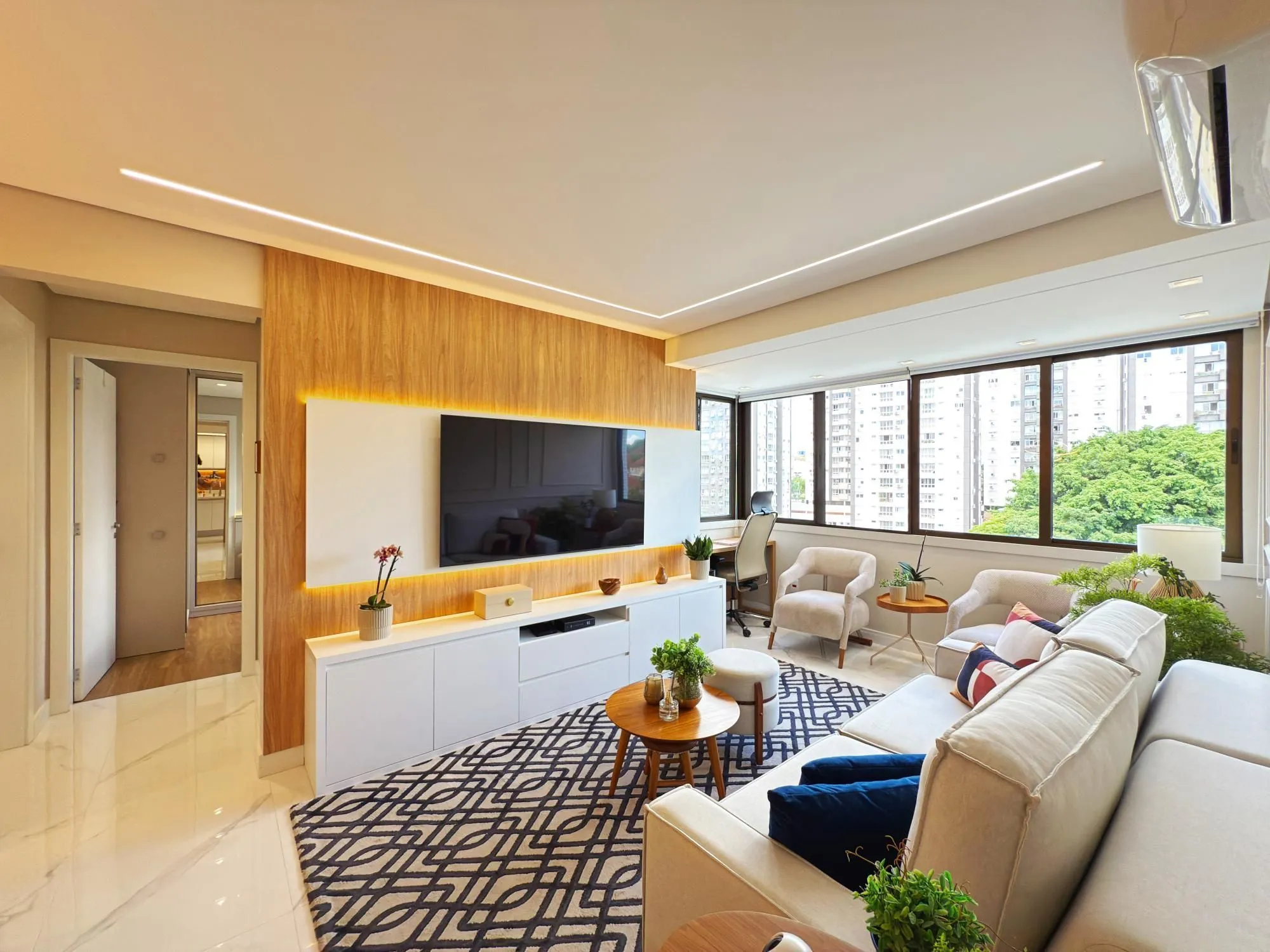 Imagem Belíssimo apartamento mobiliado e decorado 2 dorm 2 vagas c/piscina