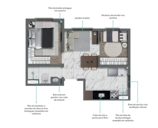 Imagem VIVAZ PRIME ALTO DA BOA VISTA - Aptos de 45m², próximo da estação Largo Treze e ao Mais Shopping!