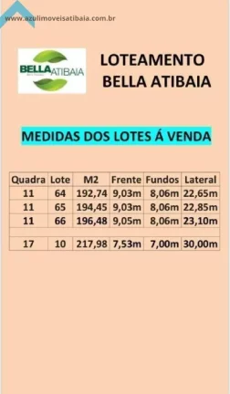 Imagem Terreno para Venda em Atibaia, Loteamento Bella Atibaia