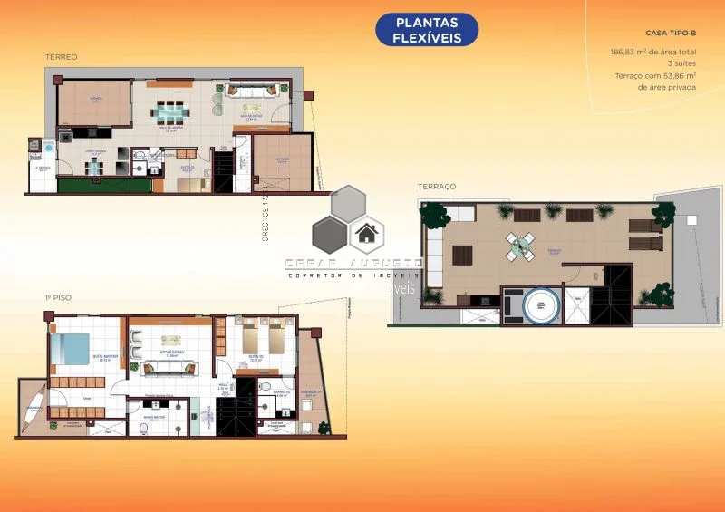 Imagem Oranje Park Eus?(C)bio - Casas duplex com 03 suítes em condominio no Eus?(C)bio