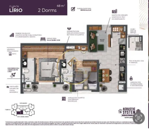 Imagem Apartamento 2 dormitórios ( 1 suíte), 1 vaga, Wonder, Sjc.