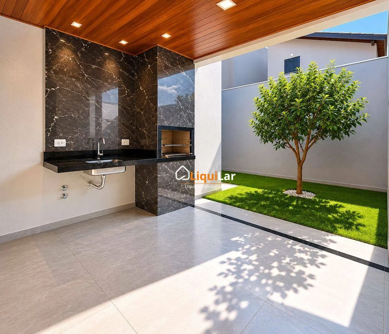 Imagem Casa à Venda no Residencial Carlota I com 3 Quartos, Suíte, Área Gourmet e Condomínio Exclusivo
