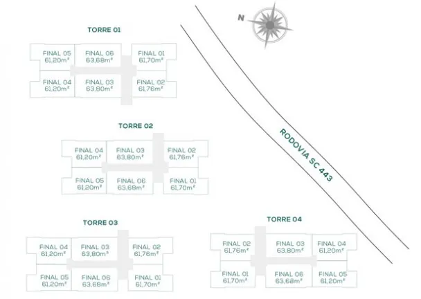 Imagem Apartamento com 2 Quartos à Venda, 61 m²em dos Imigrantes - Criciúma