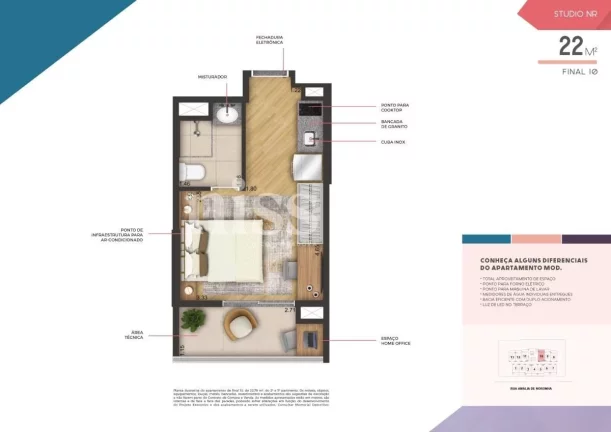 Imagem MOD PINHEIROS - NISS - Studio de 28m² (R), ótima localização, a 260m da estação Sumaré do Metrô!
