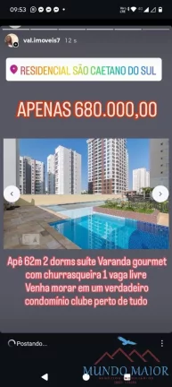 Imagem Apto 62m2 - 2 dormitios -1 suite -lazer completo -Bela vista-S,c.do Sul !!