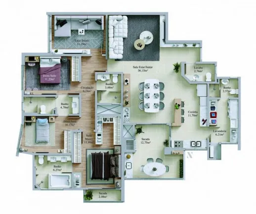 Imagem Apartamento com 3 Quartos à Venda, 167 m² em Centro - Criciúma