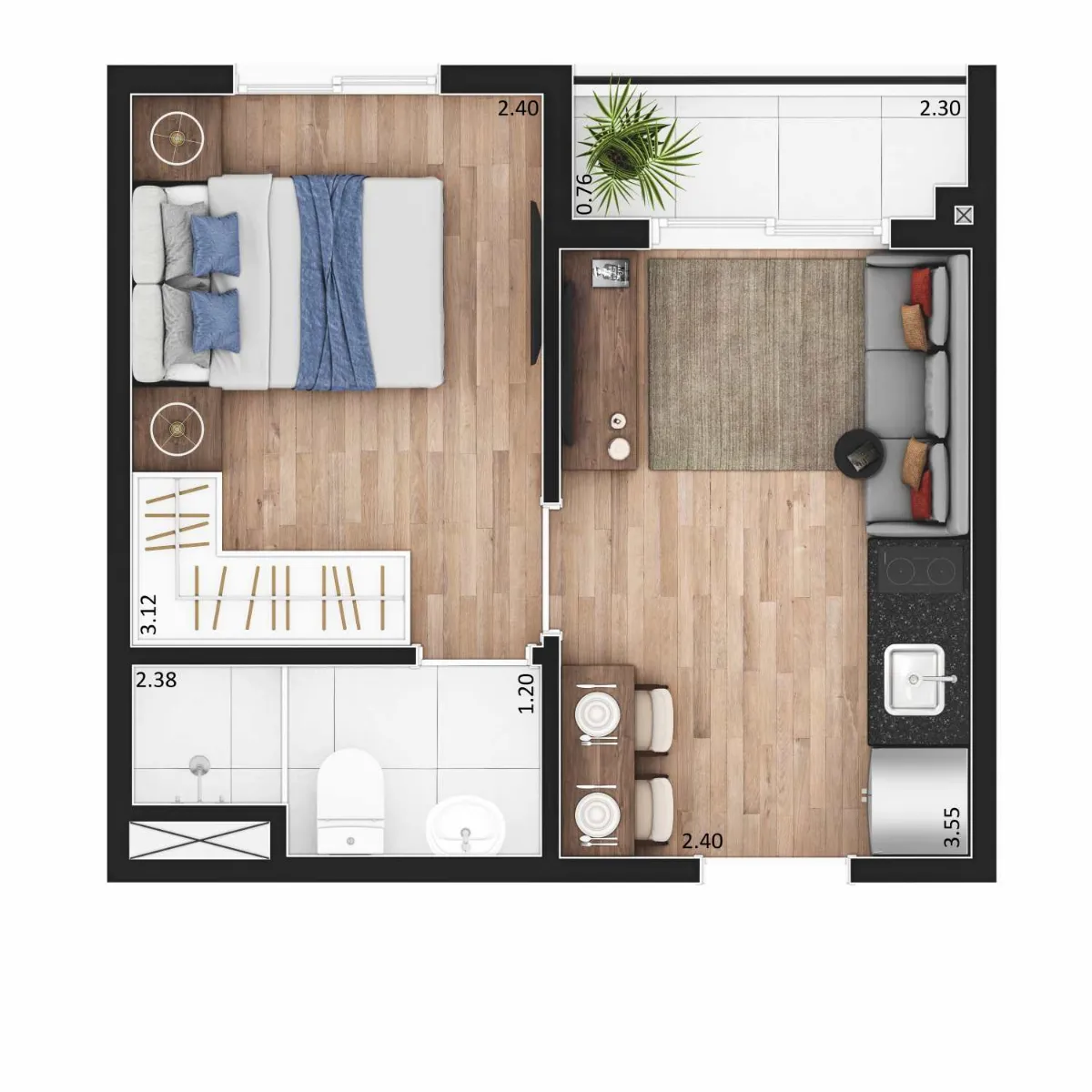 Imagem Apartamento para venda em Bela Vista com 1 quarto, sendo 1 suíte, 24m2