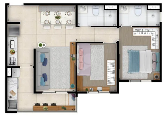 Imagem Apartamento com 2 Quartos à Venda, 61 m² em Jardim - Santo André