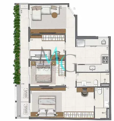 Imagem Garden à venda 3 Quartos 3 Suites 1 Vaga 116.53M² Leblon Rio de Janeiro - RJ | Paradís