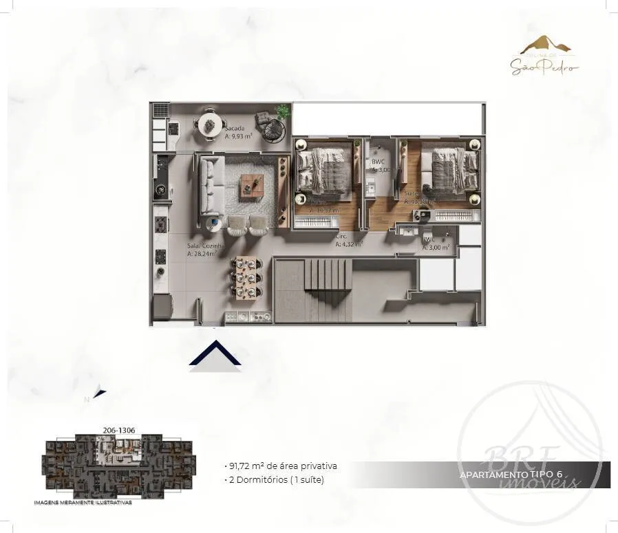 Imagem Colinas de São Pedro 3Dorm/suí + demi-suí.- espaço, conforto e sofisticação