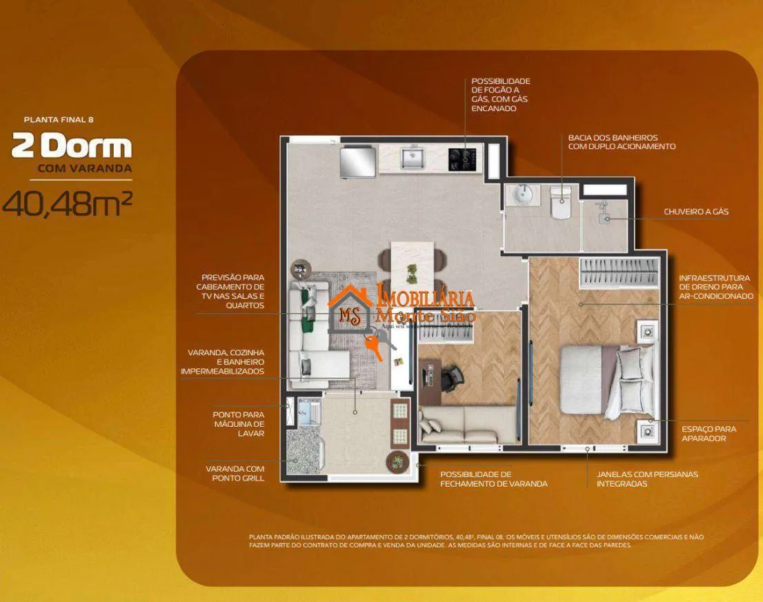 Imagem Apartamento com 2 dormitórios à venda, 40 m² por R$ 352.859,29 - Picanco - Guarulhos/SP