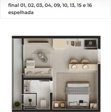 Imagem Loft para Venda em São José dos Pinhais, Centro, 1 dormitório, 1 suíte, 1 banheiro