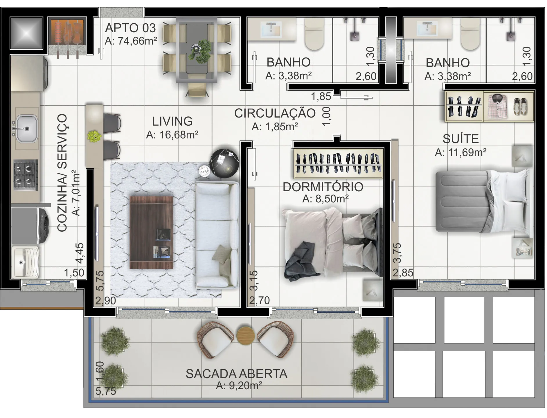 Imagem Apartamento à venda em Torres, Praia da Cal, com 2 quartos, 160.86m2