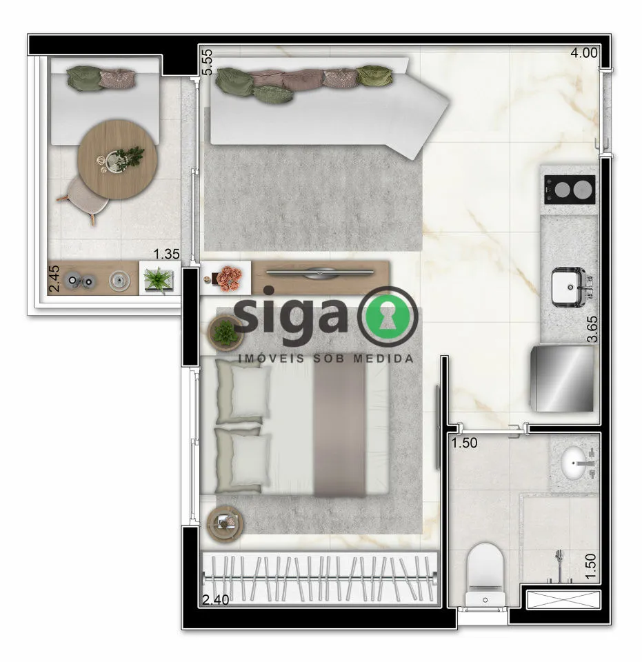 Imagem Apartamento para venda no Jardins 01 dormitório, São Paulo - SP