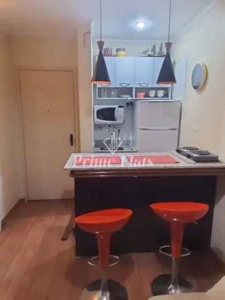 Imagem Flat disponível para locação no Condomínio Moema Top Life, com 36m², 1 dormitório e 1 vaga de garagem