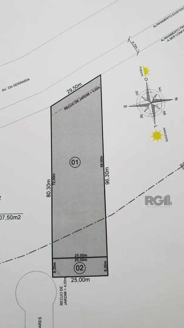 Imagem Terreno plano à venda na Avenida da Serraria, em Porto Alegre, com área total de 2200 m².