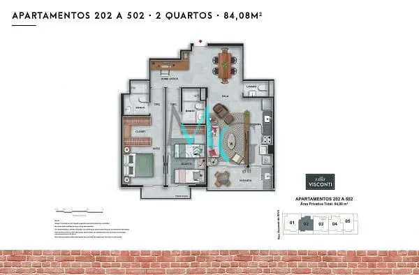Imagem Apartamento à venda 2 Quartos 1 Suite 1 Vaga 78.07M² Botafogo Rio de Janeiro - RJ | Villa Visconti