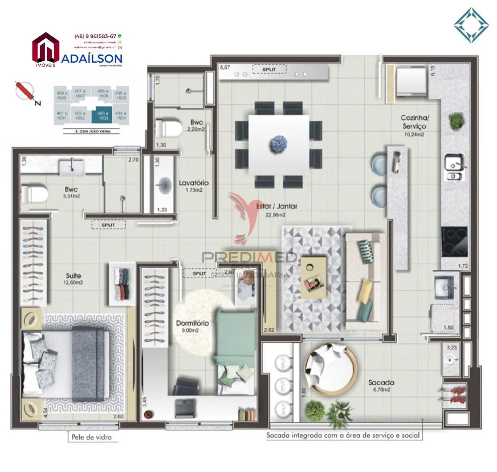 Imagem Residencial Garnet Azul APTOS 2 E 3Dorm Bairro Campinas São Jose SC