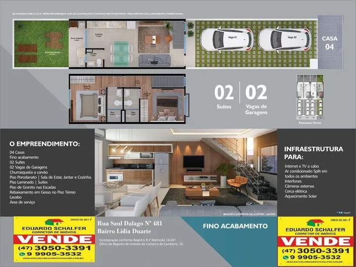 Sobrado com 2 Quartos à Venda, 70 m² em Lídia Duarte - Camboriú