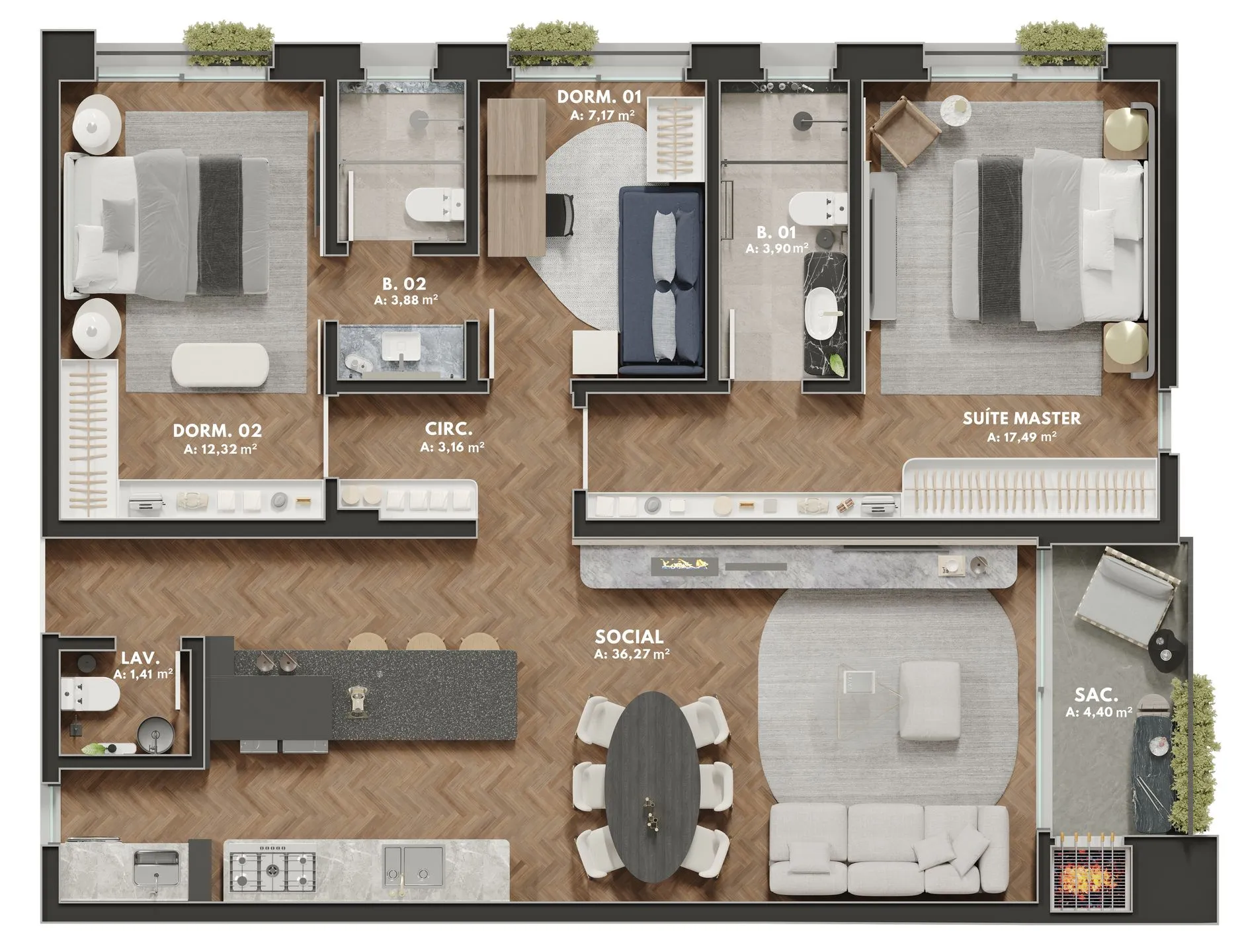 Imagem Apartamento à venda em Caxias do Sul, São Leopoldo, com 3 quartos, 108.38m2
