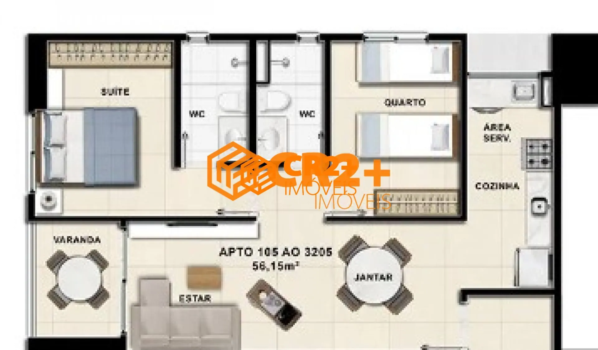 Imagem Apartamento a Venda de 56m² com 2 quartos 1 suíte na Caxangá em Recife