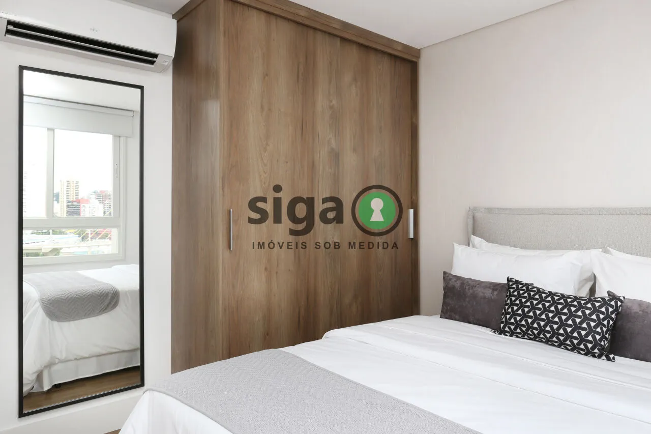 Imagem Studio com 64m², no Brooklin, com 1 quarto, 2 banheiros e 1 vaga, Mobiliado para Locação