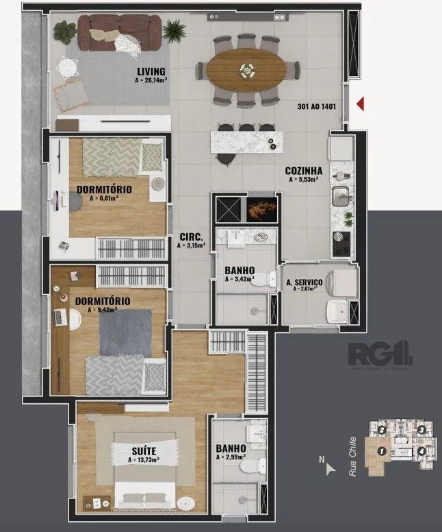 Imagem Apartamento a venda .Novo, 3 Dormitórios(suíte) no Bairro Jardim Botânico.