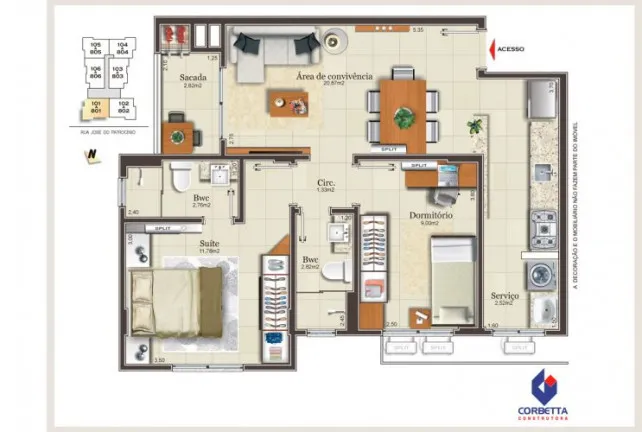 Imagem Apartamento com 2 Quartos à Venda, 69 m² em Centro - Criciúma