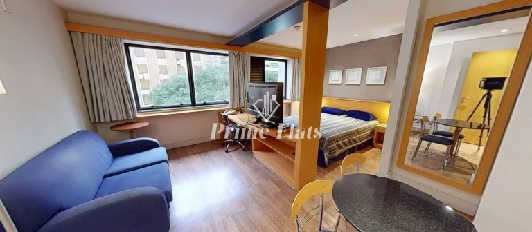 Imagem Flat disponível para locação no Transamerica Executive Jardins, com 45m², 2 dormitórios e 1 vaga