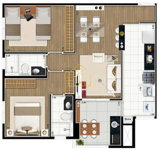 Imagem Apartamento à venda 67m² 2 quartos 1 suíte 1 vaga | Fundação- São Caetano do Sul - SP