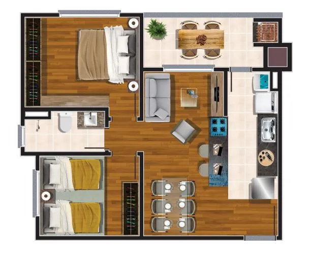 Imagem Apartamento à venda em Caxias do Sul, São Leopoldo, com 2 quartos, 52.41m2