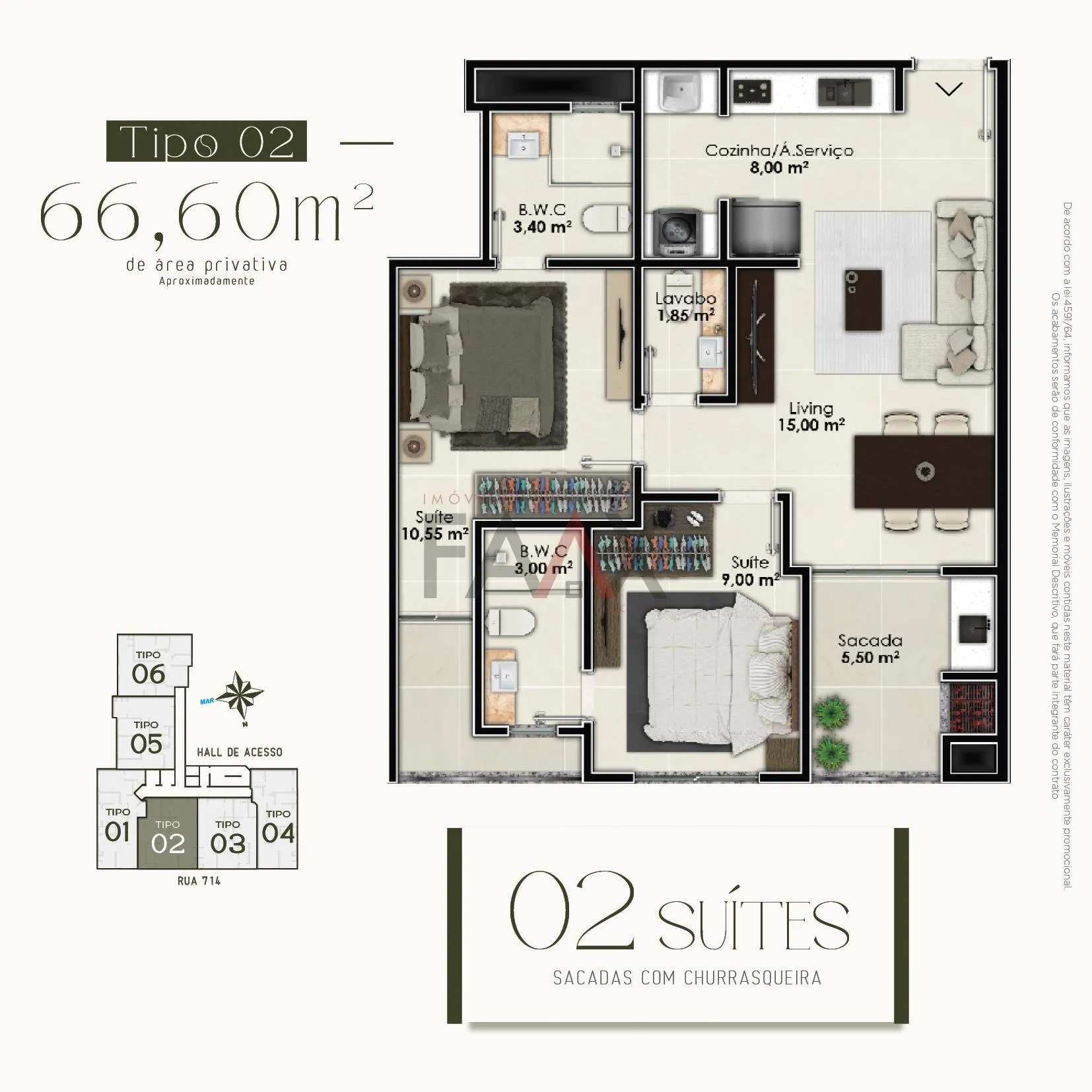 Imagem Apartamento com 2 suítes à venda,68.53 m², varzea, ITAPEMA - SC