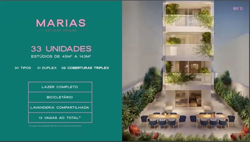 Imagem Marias Mozak - Studios, Duplex e Triplex em Ipanema | A partir de R$ 1.350.000 | Mozak