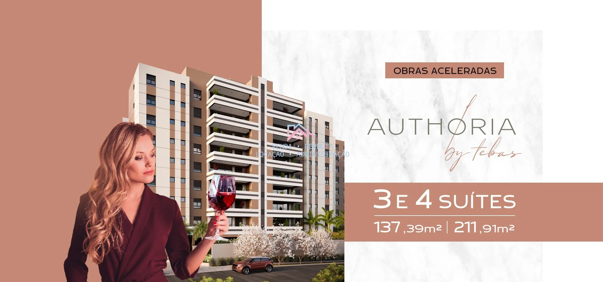 Foto do imóvel Apartamentos à venda - Área útil 137.38 a 211.91 m2 - Authoria By Tebas com 3 e 4 suítes 2 e 3 vagas em Jundiaí - SP