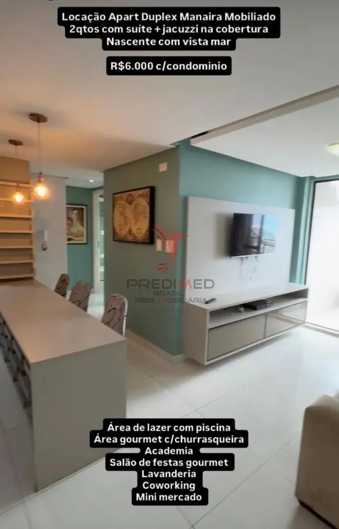 Imagem ALUGO COBERTURA MOBILADA,COM VISTA MAR em Manaira, João Pessoa