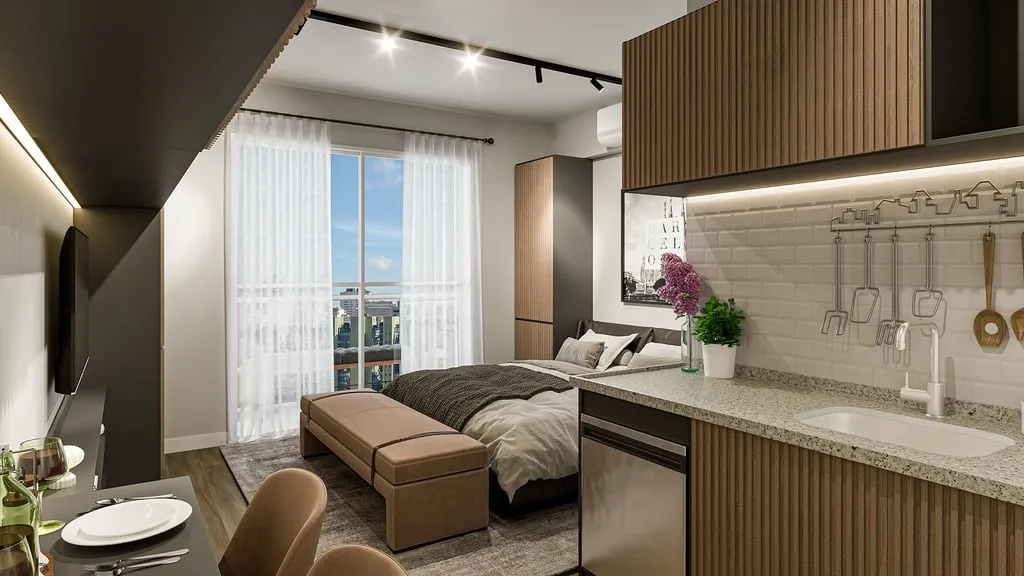 Imagem Studios e apartamentos alto padrão no ponto mais valorizado e desejado de São Paulo. Um projeto co...