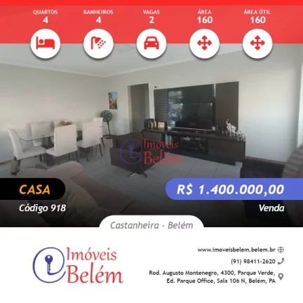 Imagem Imóveis Belém Vende - Casa em Condomínio 4/4 sendo 3 suítes.