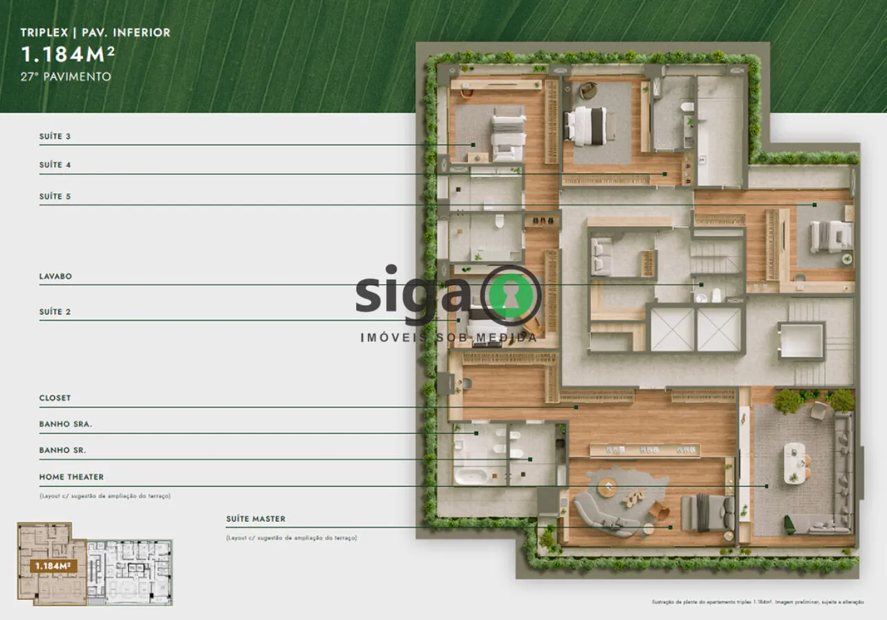 Imagem Cobertura Triplex para venda em Moema 05 suítes, São Paulo - SP