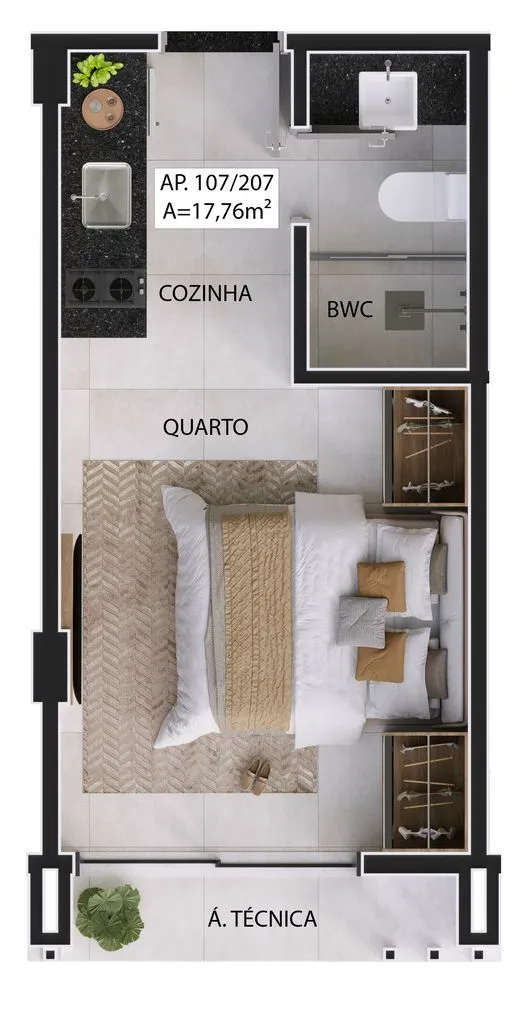 Imagem Flat com 1 dormitório à venda, 19 m² por R$ 305.132,00 - Manaíra - João Pessoa/PB