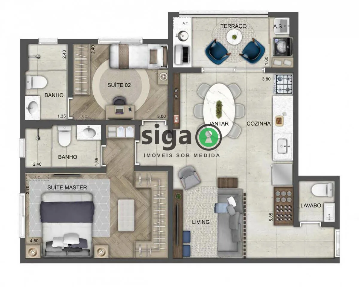 Imagem Blue Home Resort Jockey: apartamento de 70m² com lazer completo e sofisticação