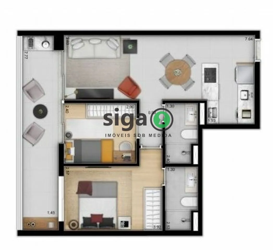 Imagem Apartamento com 2 dormitórios para venda no Brooklin, São Paulo - SP