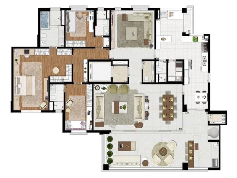 Imagem Luxuoso apartamento de 3 quartos e 3 suítes, 5 banheiros, 4 vagas na Aclimação, SP. Condomínio Ares Do Parque Aclimação.