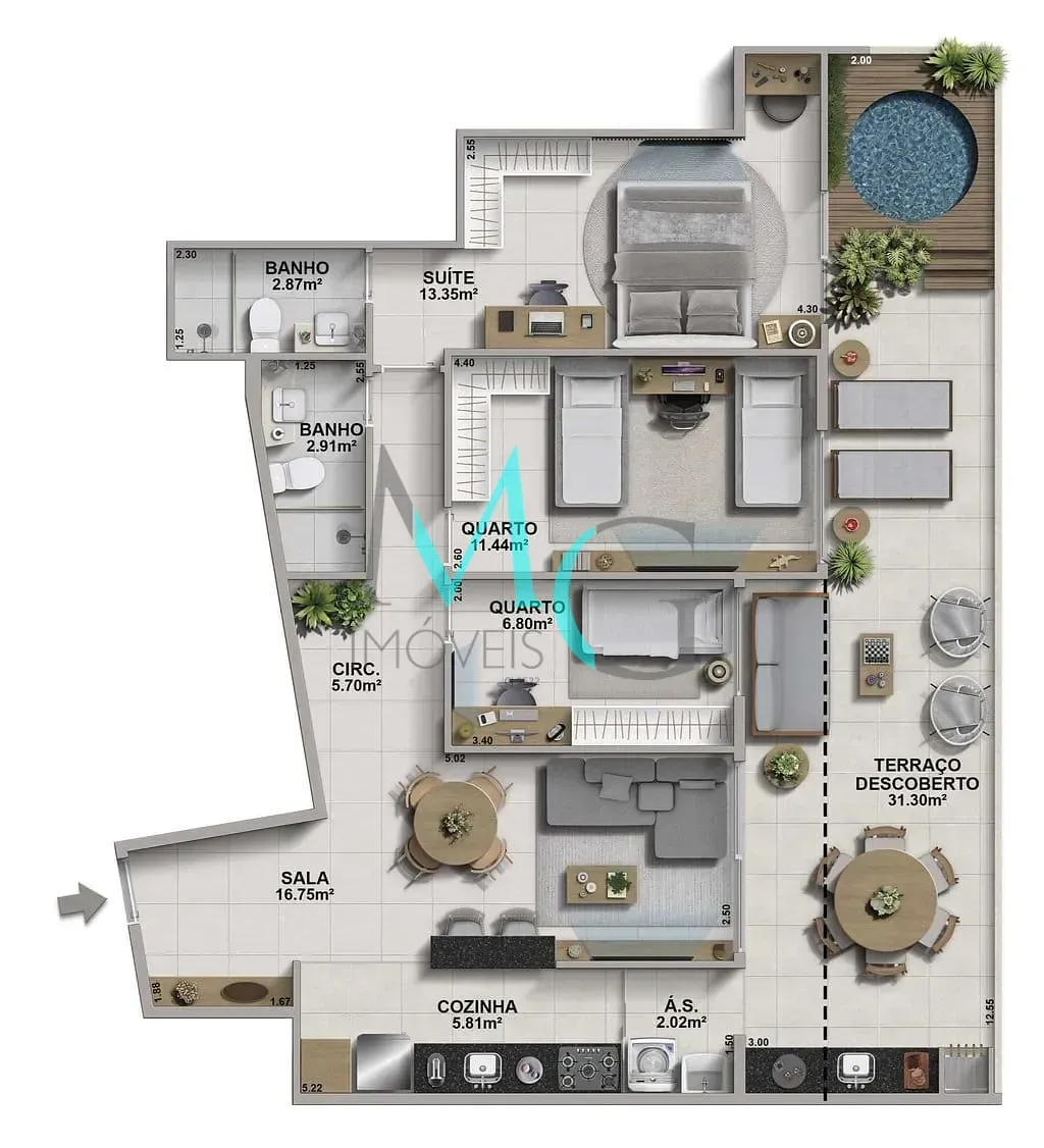 Imagem Apartamento à venda 3 Quartos 1 Suite 2 Vagas 132.31M² Recreio dos Bandeirantes Rio de Janeiro - RJ | Aveiro