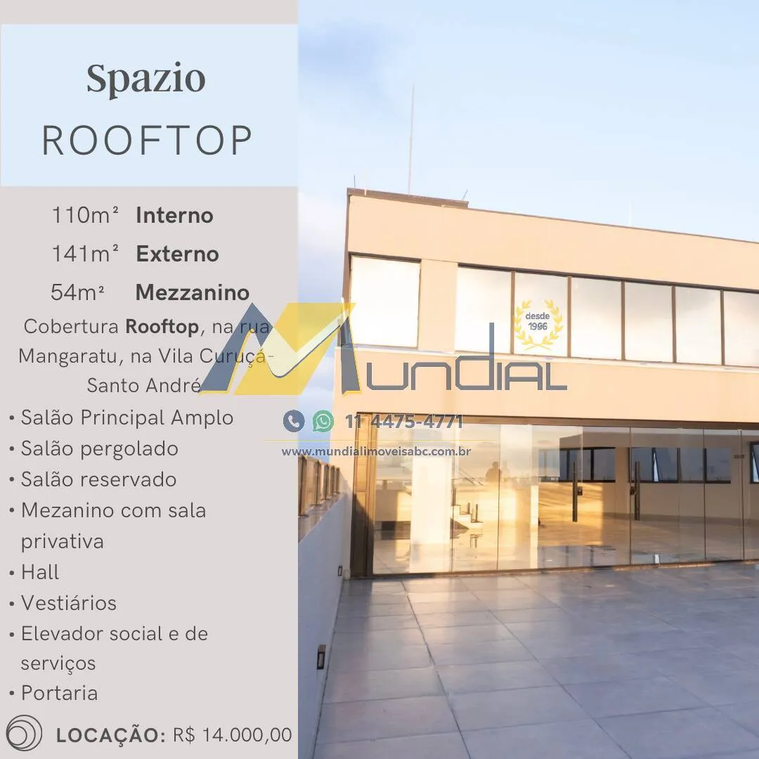 Foto do imóvel Rooftop corporativo exclusivo com vista privilegiada em Santo André.