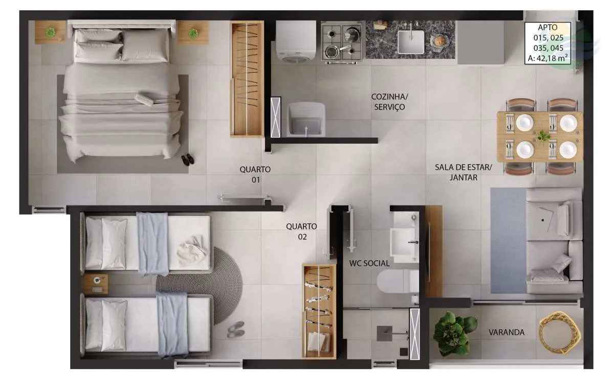 Imagem Apartamento 2 quartos, 1 Suite, no ALPHA das Figueiras, Campina Grande - PB