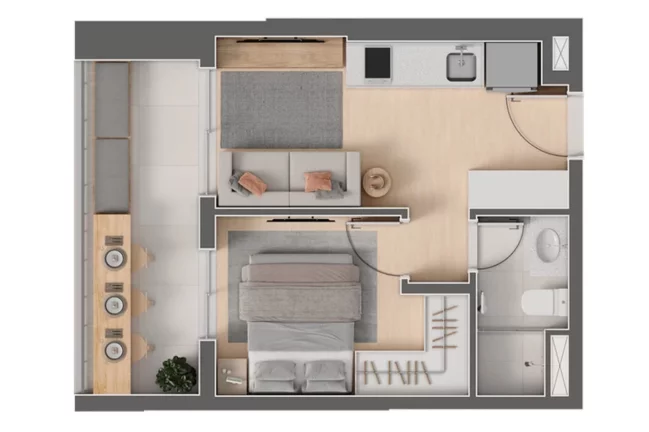 Imagem CRIARE - TARJAB - Apto de 33m², 1 dorm, ao lado da Estação Praça da Árvore do Metrô!
