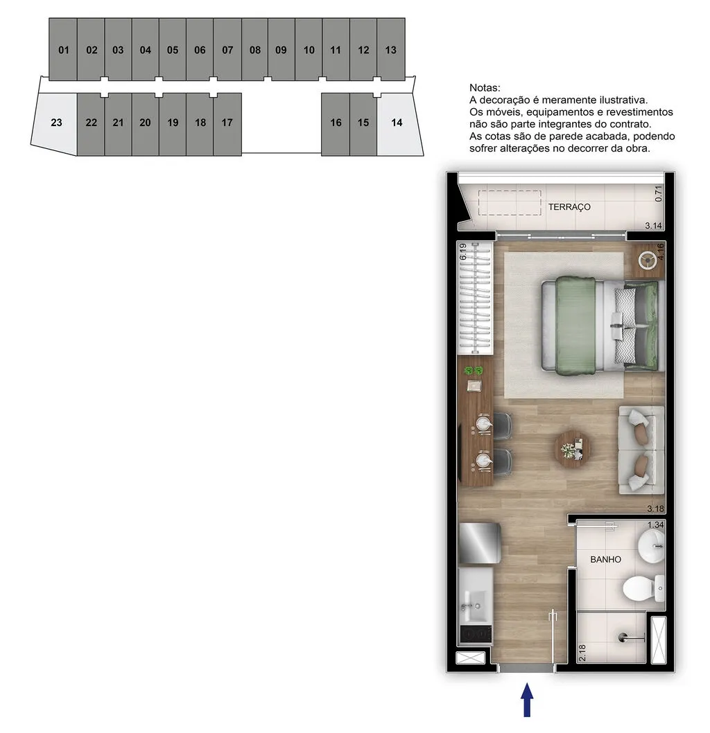 Imagem Apartamentos à venda no Centro de São Paulo com opção de 1 dormitório ou Studio, terraço, laze...