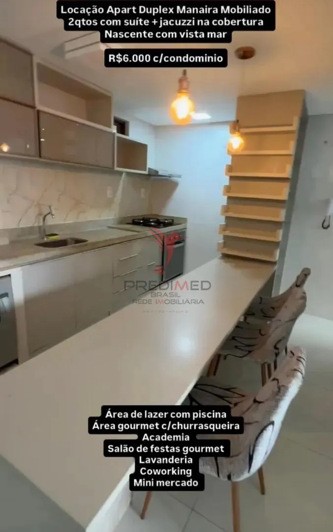 Imagem ALUGO COBERTURA MOBILADA,COM VISTA MAR em Manaira, João Pessoa