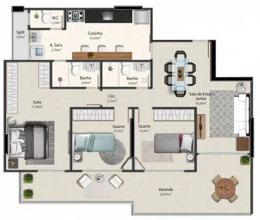 Apartamento com 3 Quartos à Venda, 101 m² em Itapuã - Vila Velha